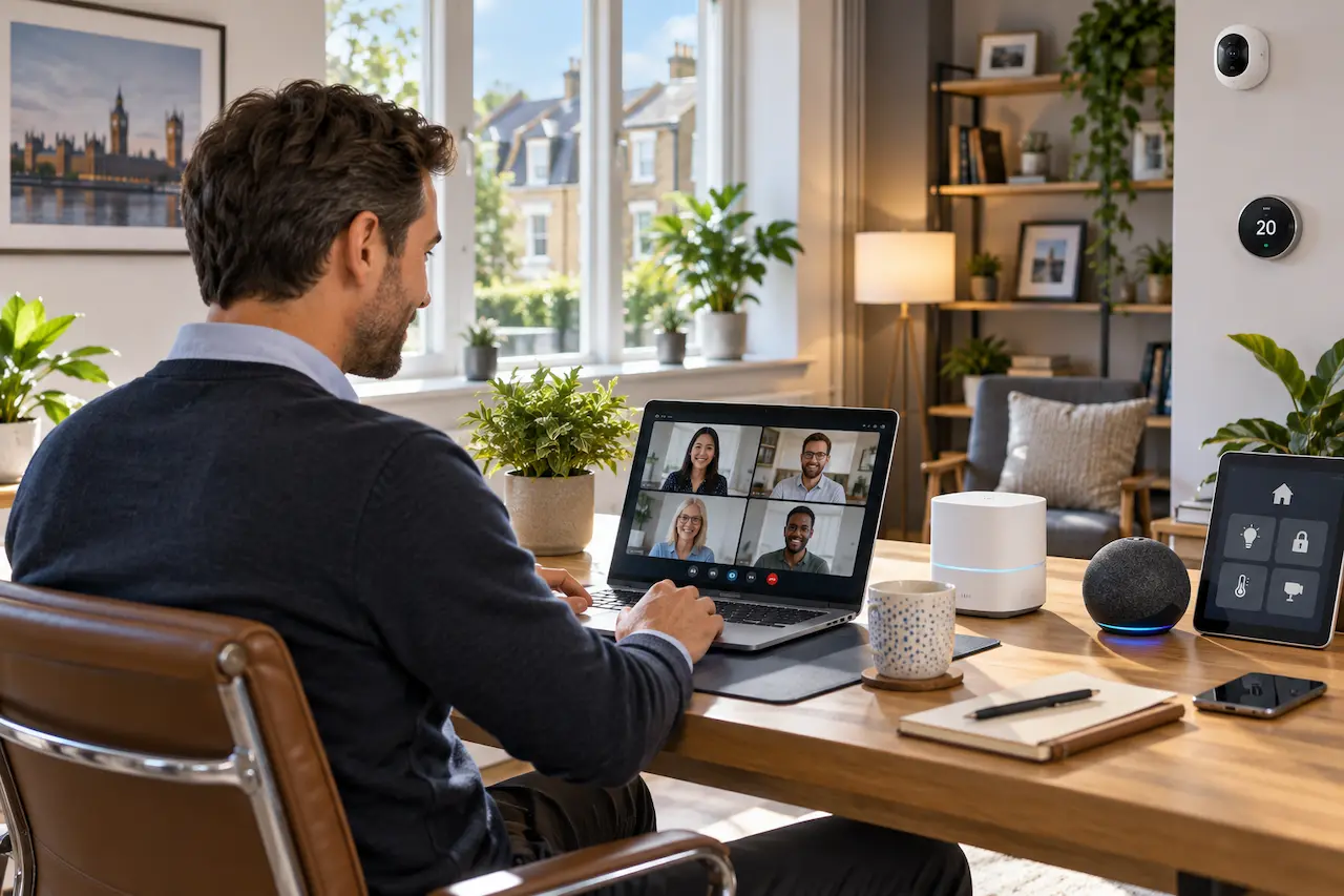 Home network setup for remote work with smart home devices